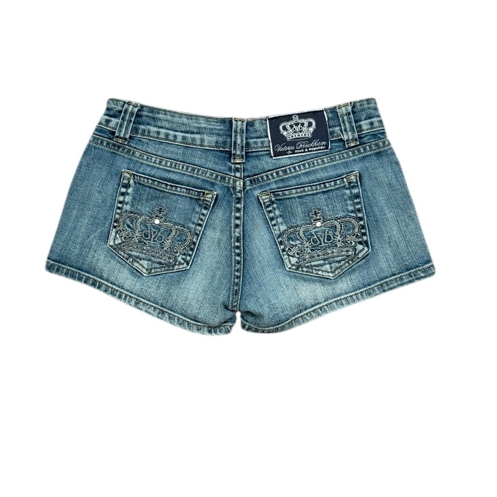 Victoria Beckham x Rock & Republic Y2K Classic Blue Jean Shorts Size 26 - Picture 3 of 5